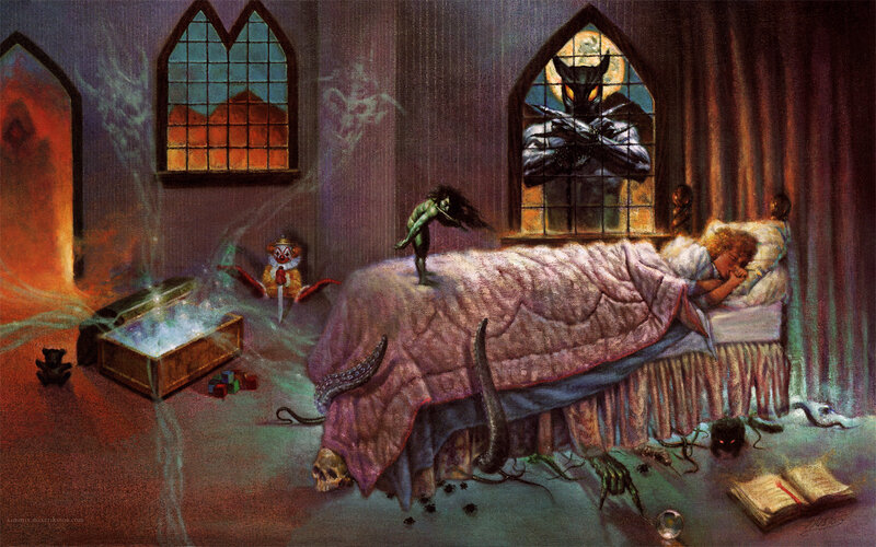 Child Sleeping in Bed — Purple