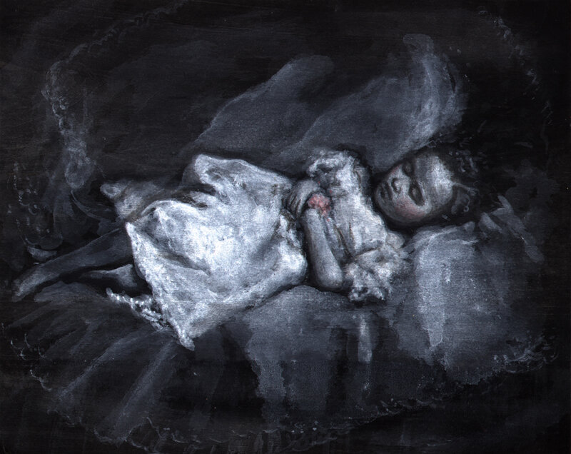Child sleeping in dark