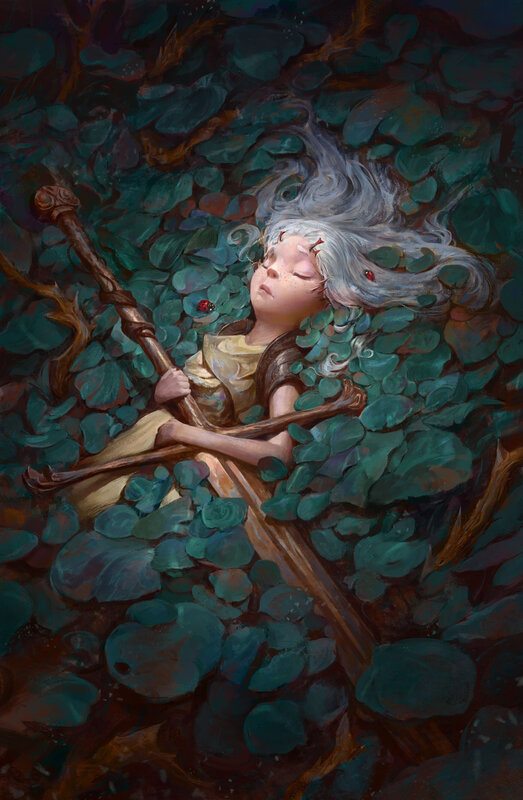 Child Sleeping in Leaves