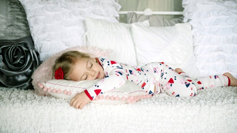 Child Sleeping on Bed — White, Peaceful