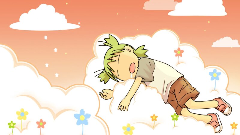 child sleeping on clouds