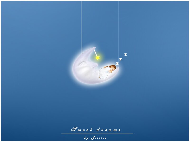 Child Sleeping on Moon — Blue