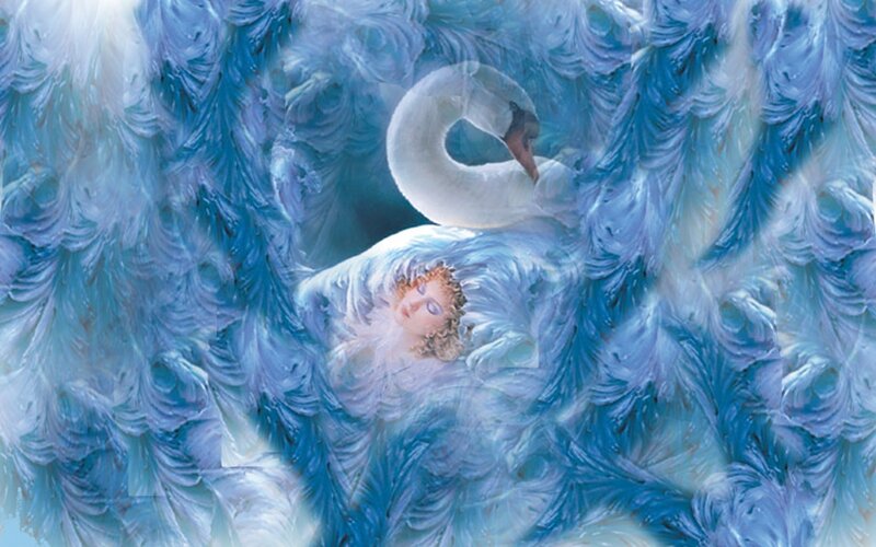 Child Sleeping on Swan