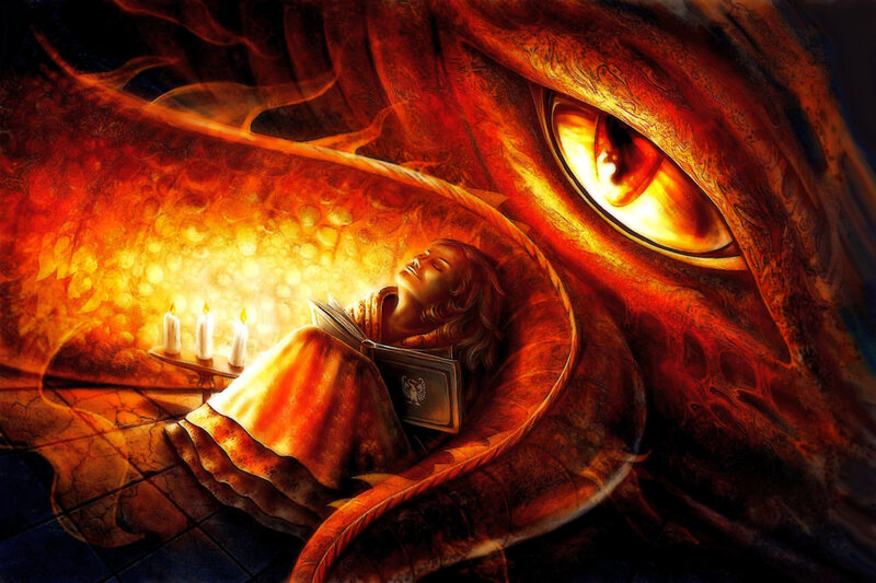 Child Sleeping with Dragon — Red