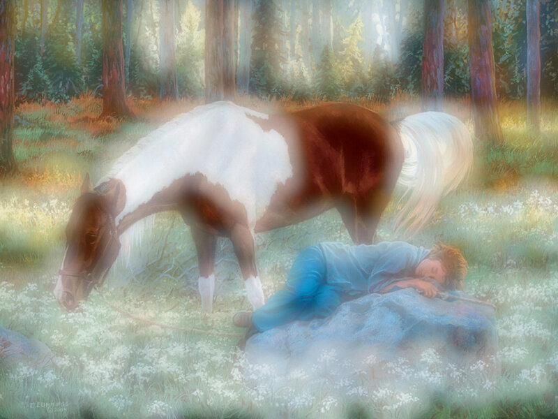Child Sleeping with Horse