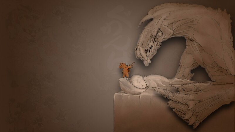 Child Sleeping with Monster — Brown