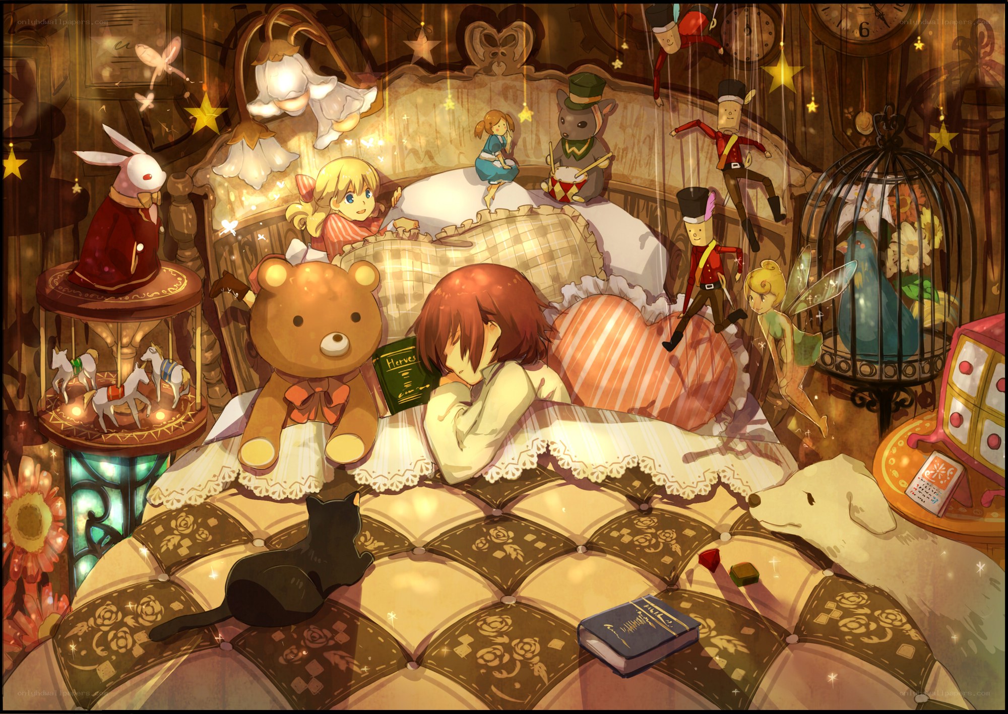 child sleeping with toys
