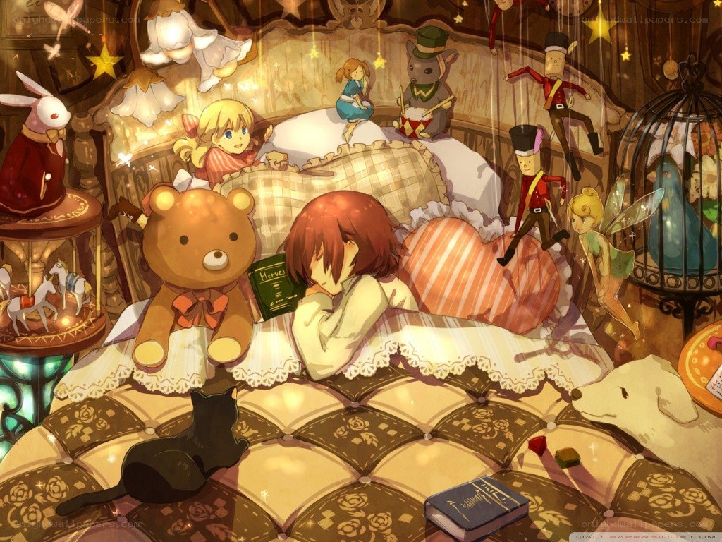 child sleeping with toys