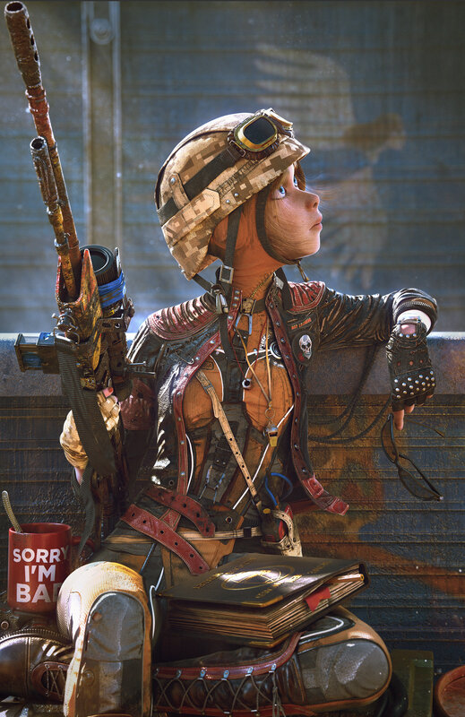 Child Soldier with Rifle — Brown