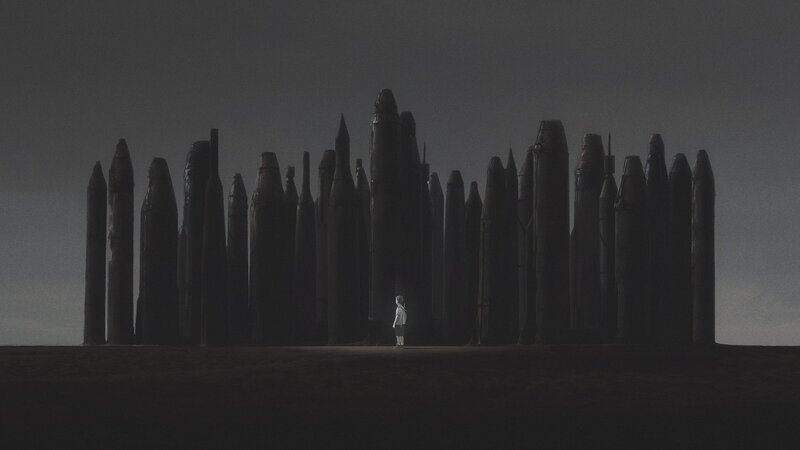 Child Standing Before Missiles