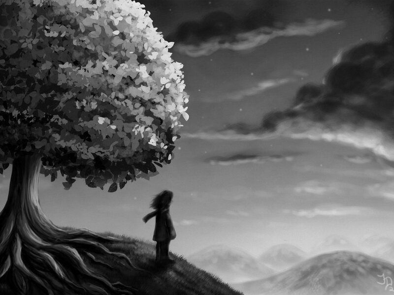 Child Standing on Hill