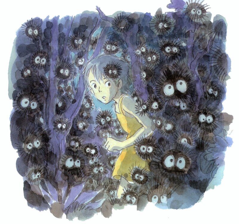 child surrounded by soot sprites