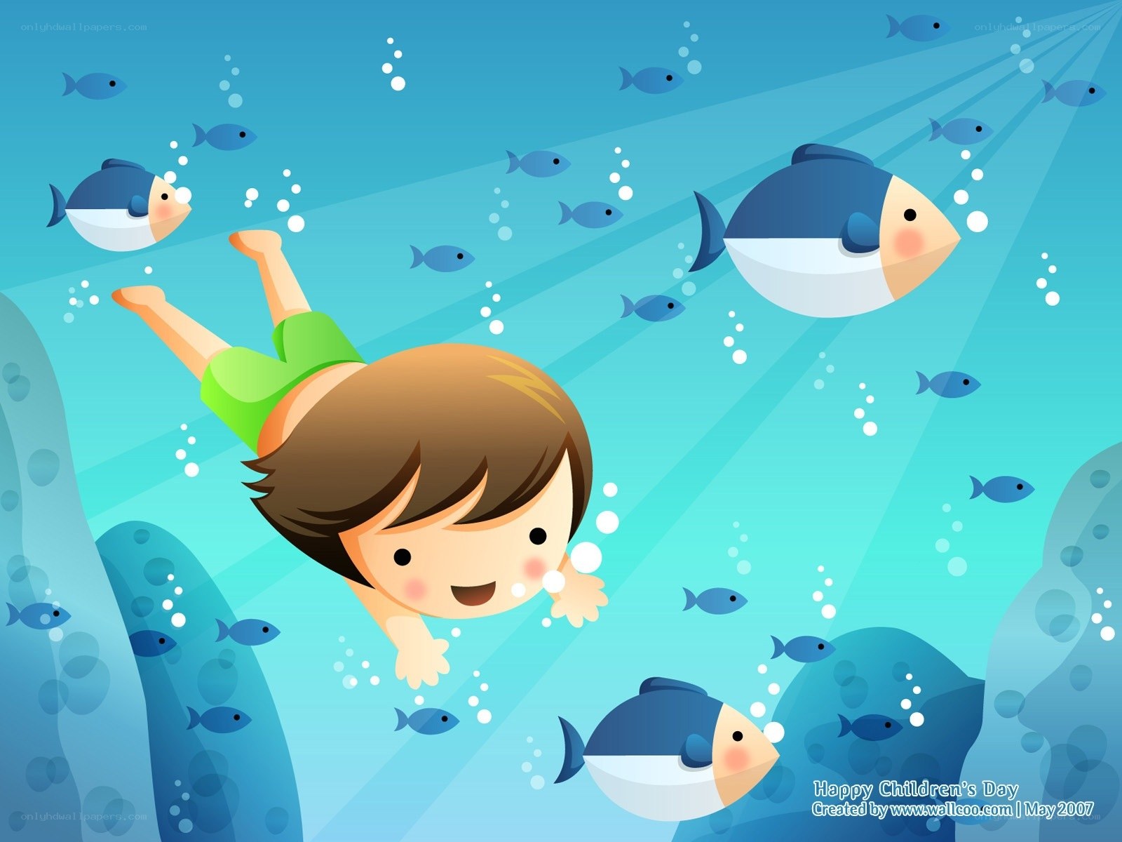 child swimming underwater
