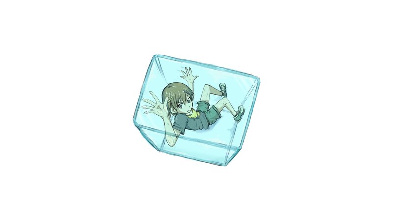 child trapped in ice cube
