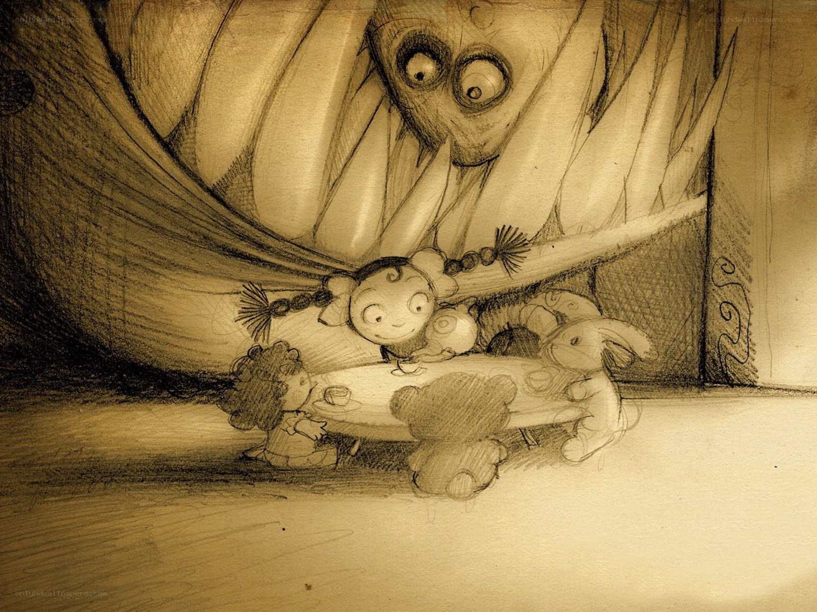 child under bed with toys