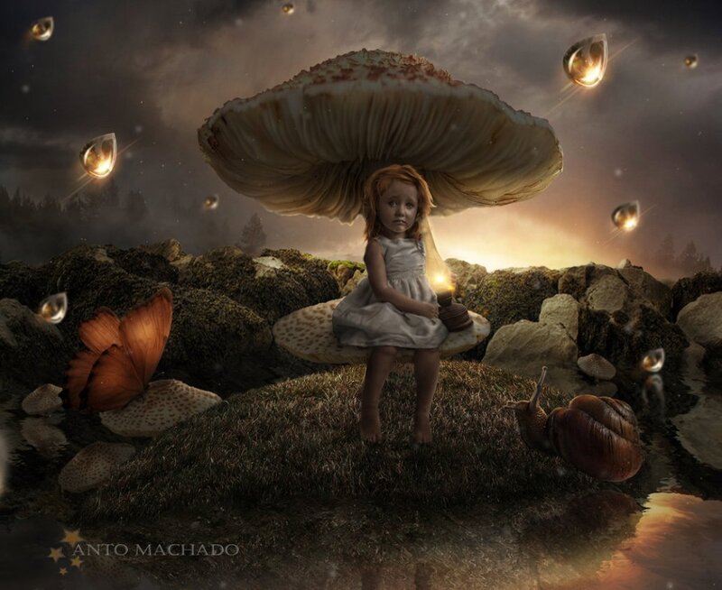 Child under Mushroom
