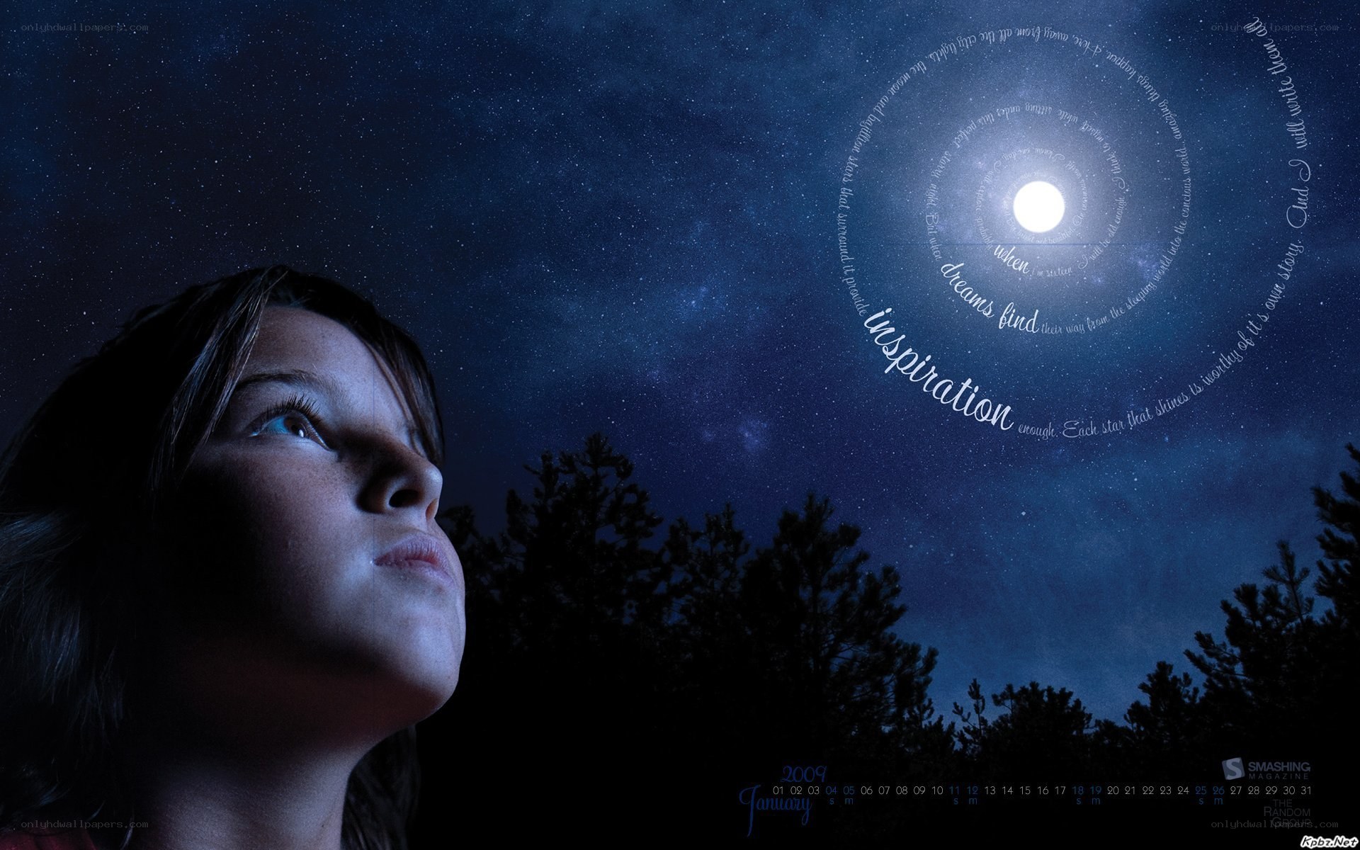 child under starry sky