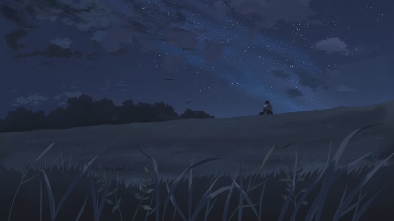 Child under starry sky