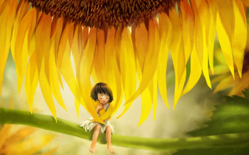 Child under Sunflower