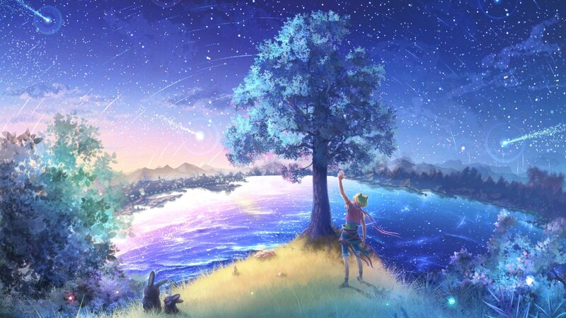 Child under Tree at Night