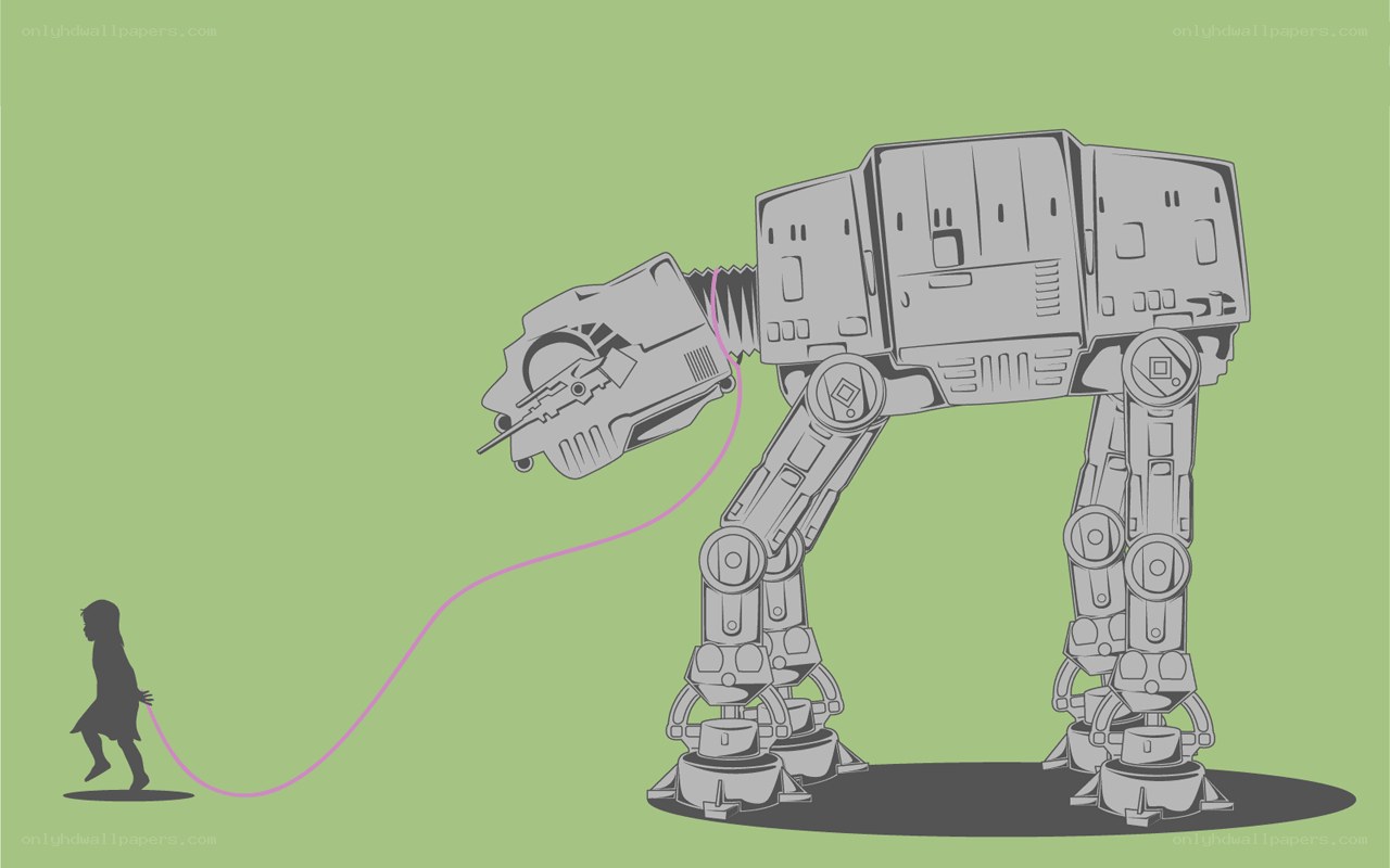 child walking a giant robot