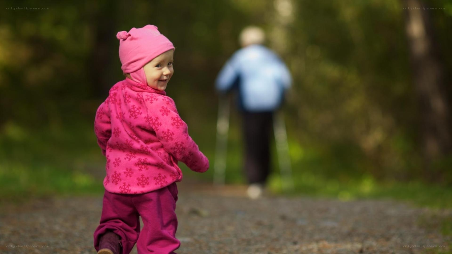 child walking in park