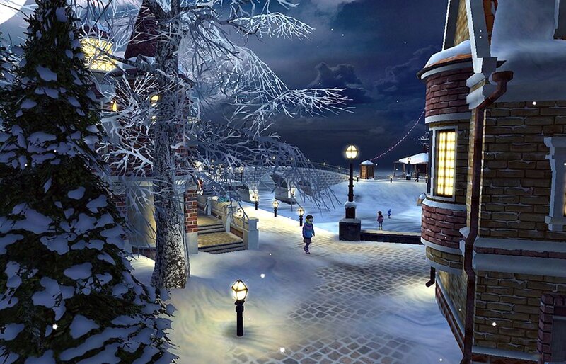 Child Walking in Snow — White, Serene, Night