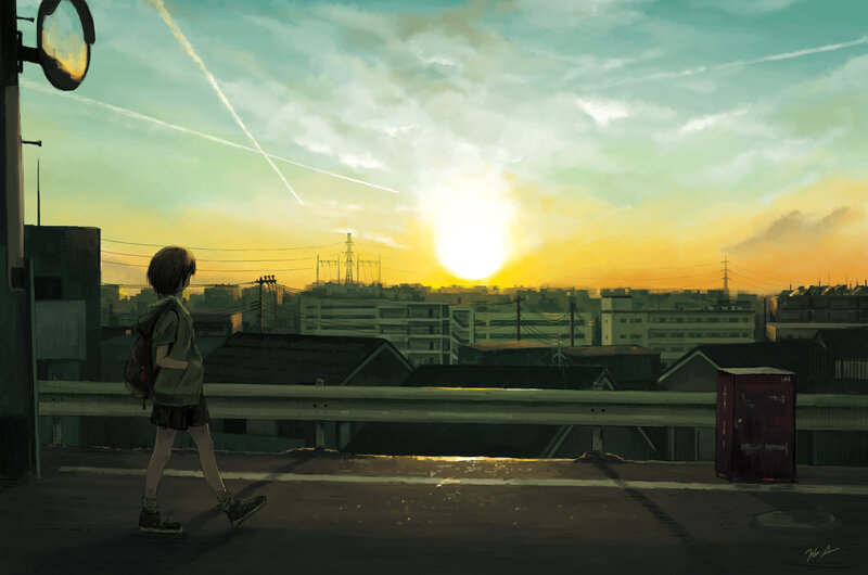 Child Walking on Bridge — Yellow