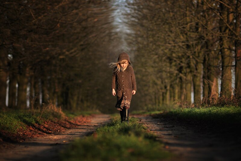 Child Walking on Path — Brown
