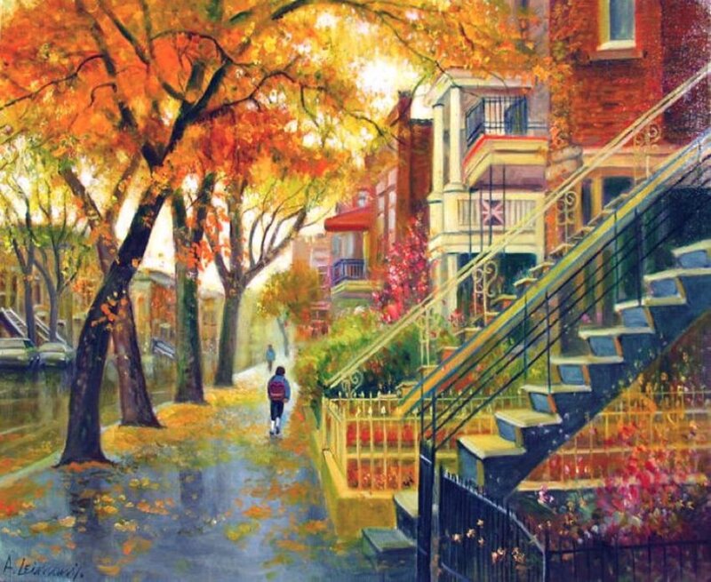 Child Walking on Sidewalk — Orange, Serene