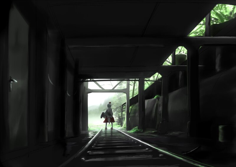 child walking on train tracks