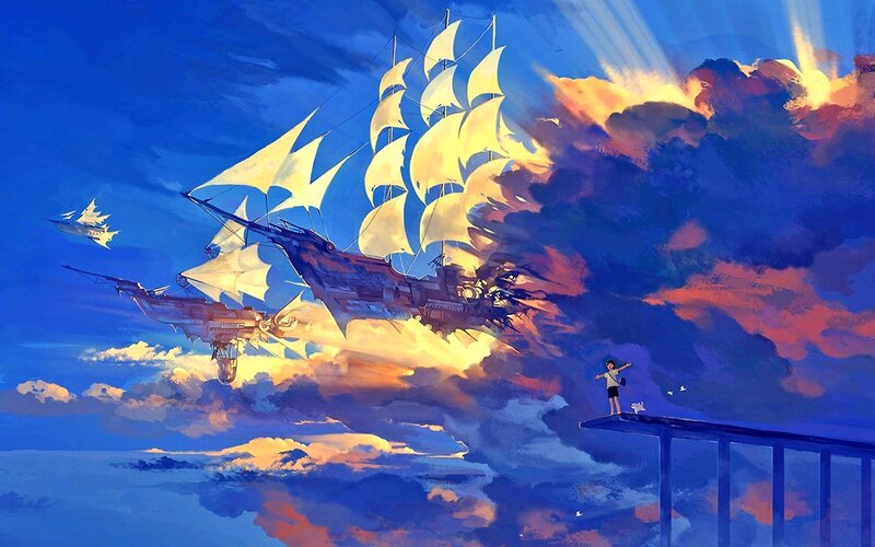 Child Watching Airships