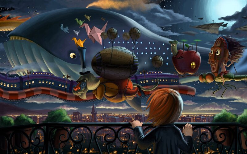 Child Watching Flying Creatures