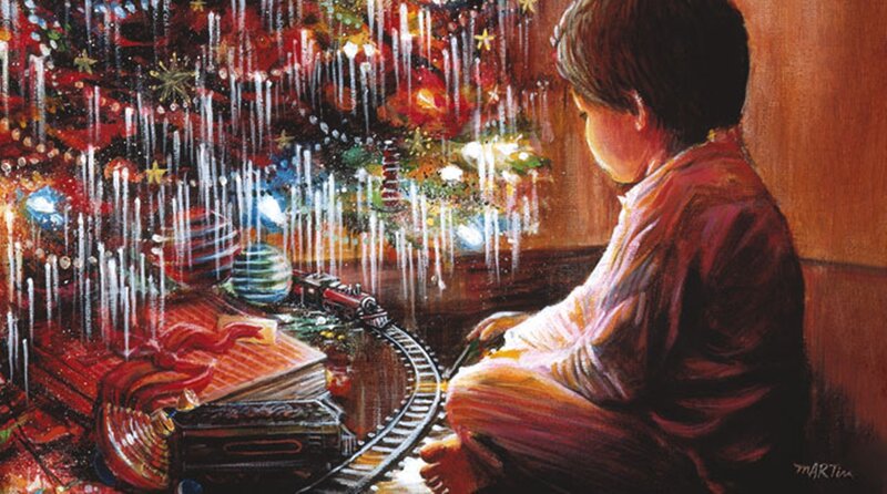 Child Watching Train — Red