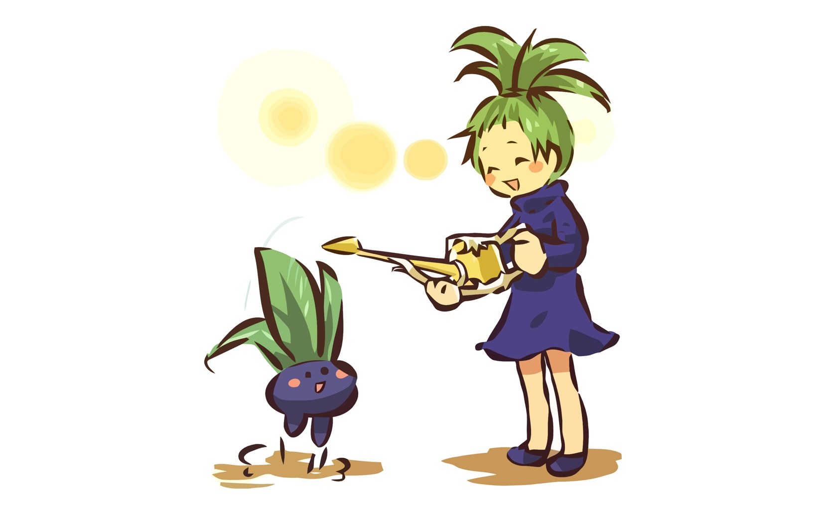 child watering a plant