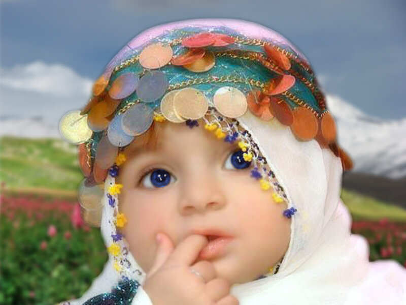 Child Wearing Head Covering
