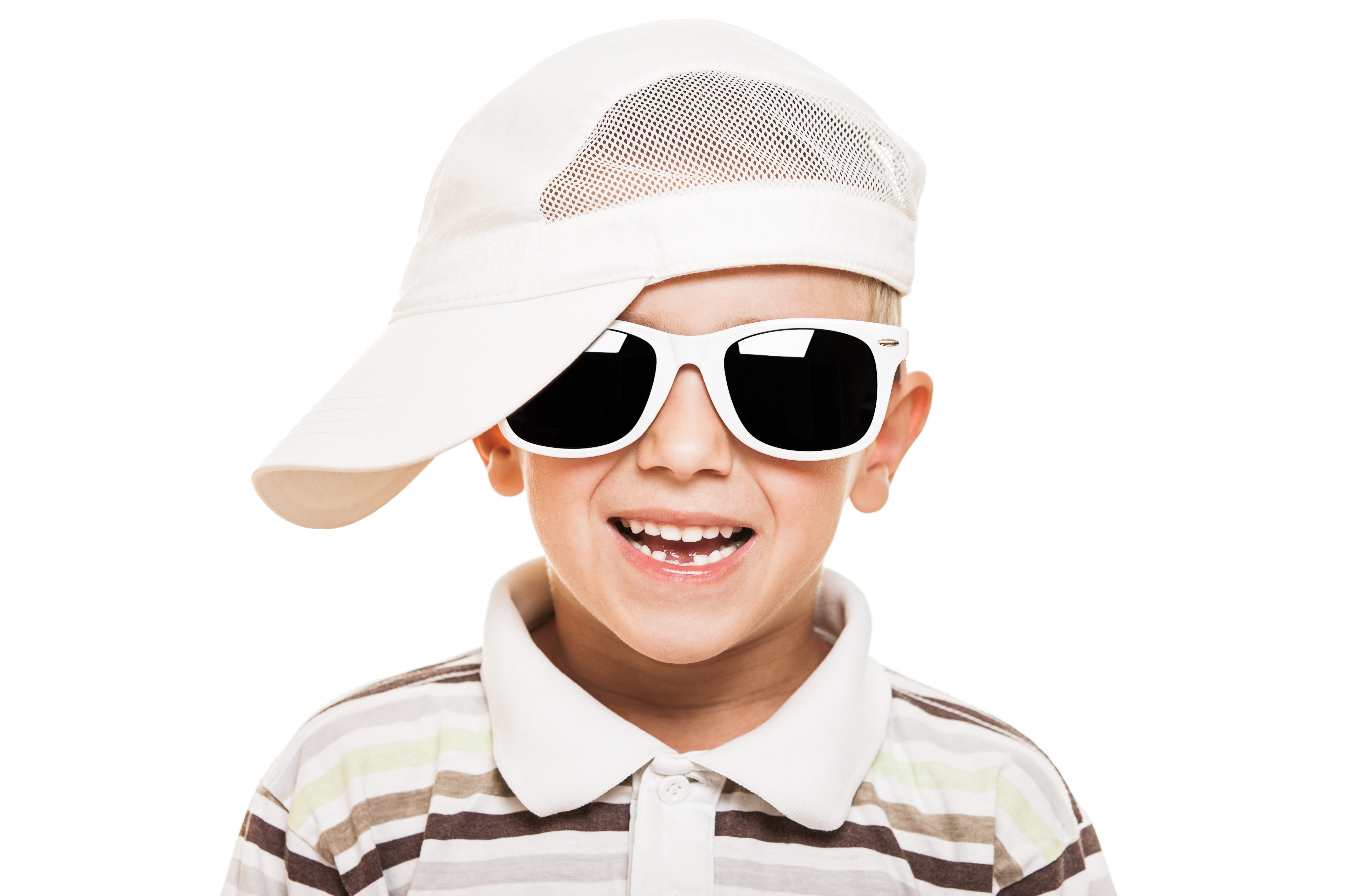 child wearing sunglasses and cap