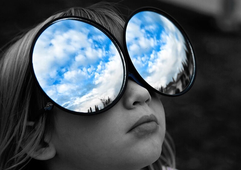 Child Wearing Sunglasses — Blue