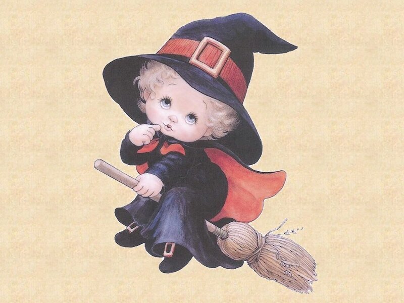 child witch on broom