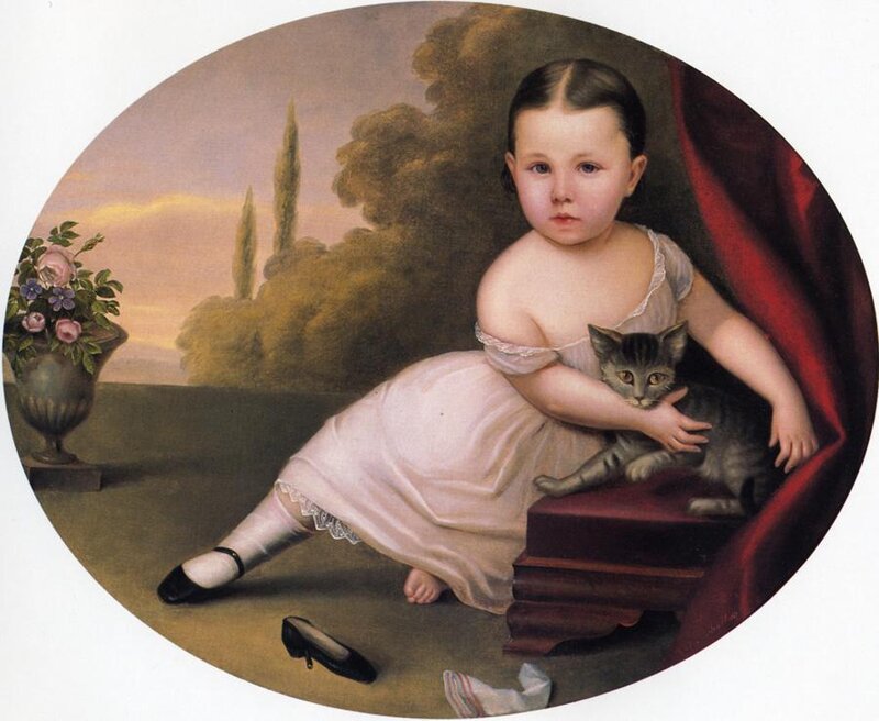 Child with a kitten portrait