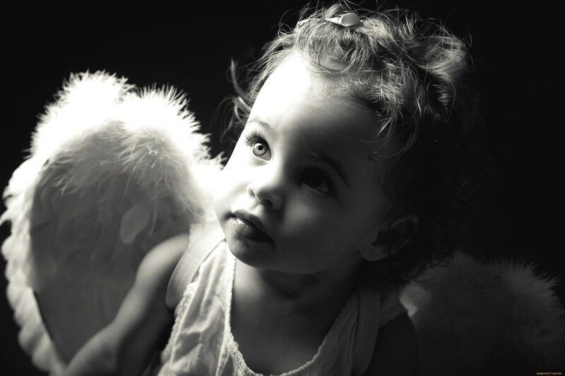 Child with Angel Wings — Black, Dramatic, Photograph, Hair