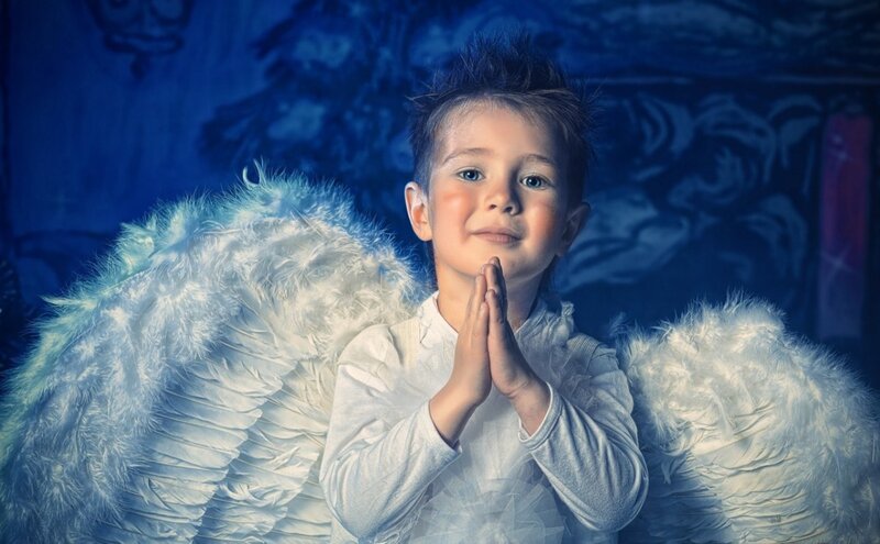 Child with Angel Wings — Blue, Serene