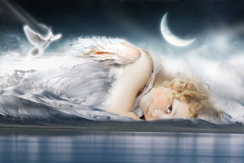 Child with Angel Wings — Blue
