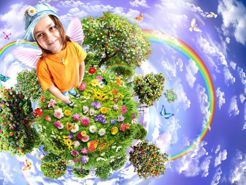 Child with Angel Wings — Blue, Whimsical