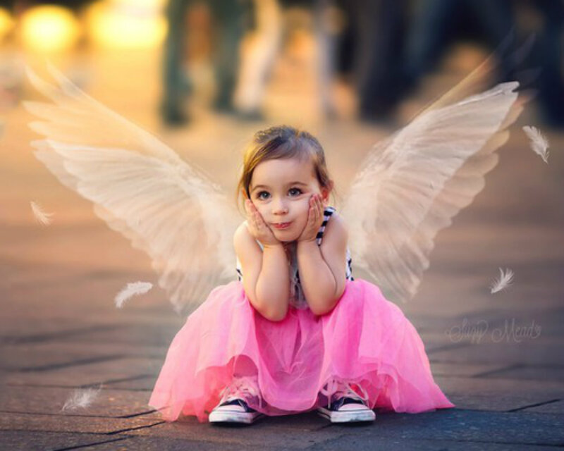Child with Angel Wings — Pink, Serene