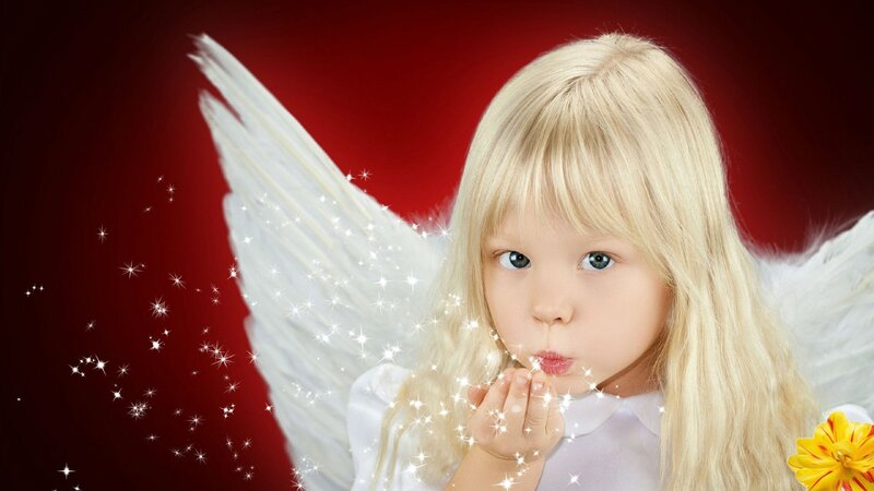 Child with Angel Wings — Red, Serene