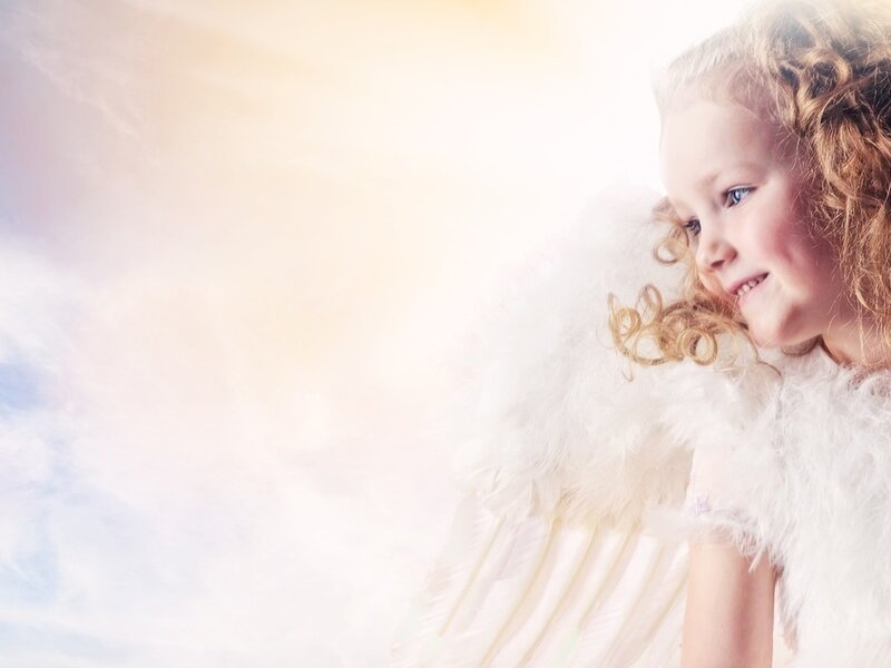 Child with Angel Wings — White, Serene