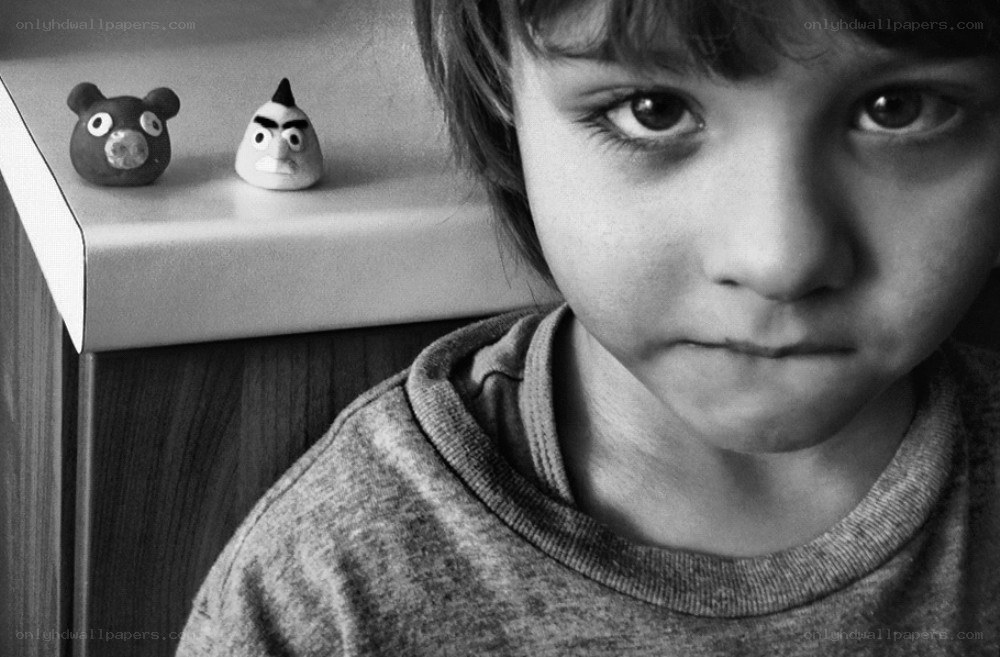 child with angry birds figures