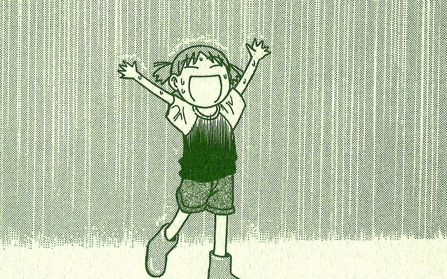 child with arms raised