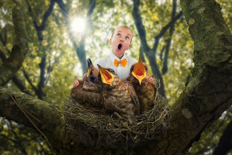 Child with Baby Birds
